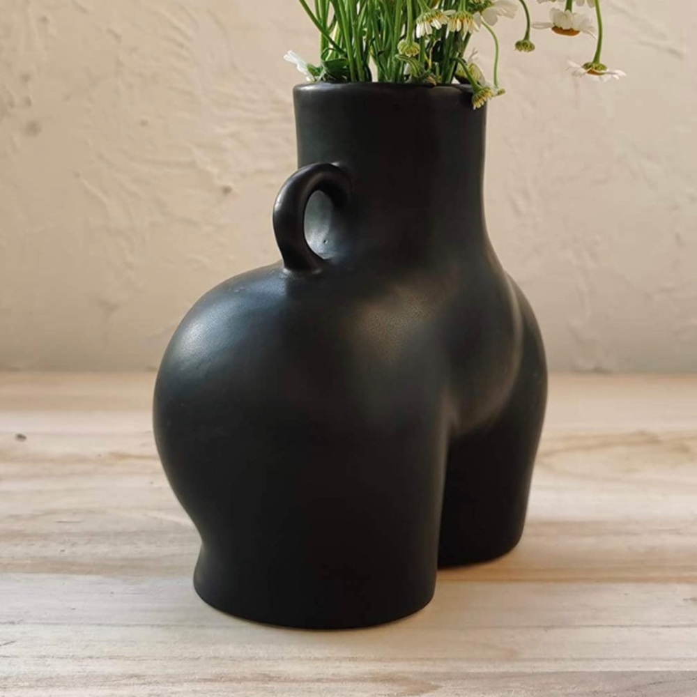 Body / butt ceramic vase in matte black or white - Picture 5 of 10
